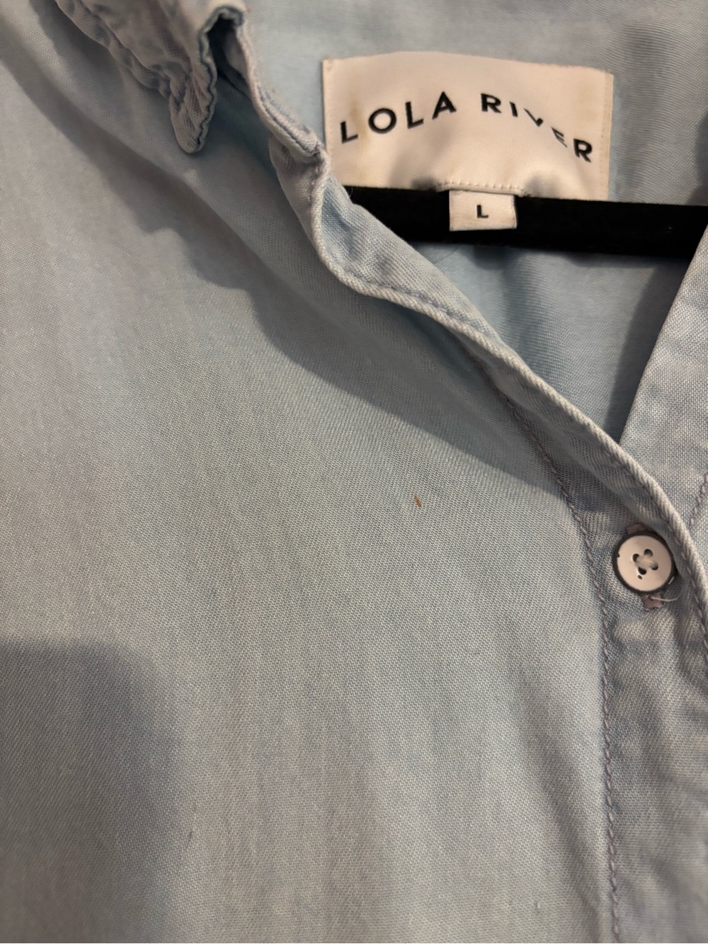 Super Soft Light Denim Oversized Short Sleeve Button Down - Picture 2 of 2